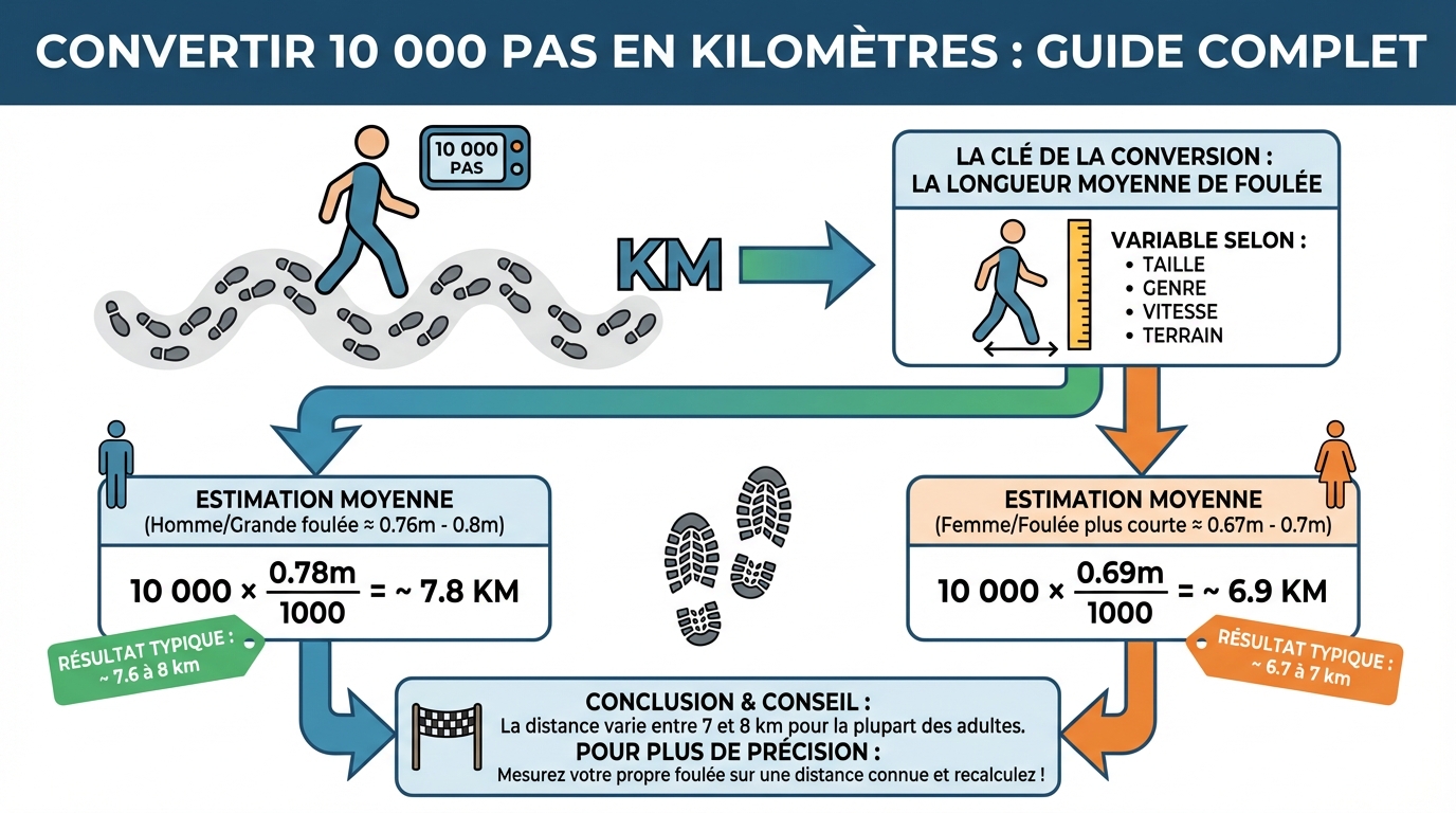 Convertir 10 000 pas en kilomètres : guide complet 1 Comment convertir des pas en kilomètres ?
