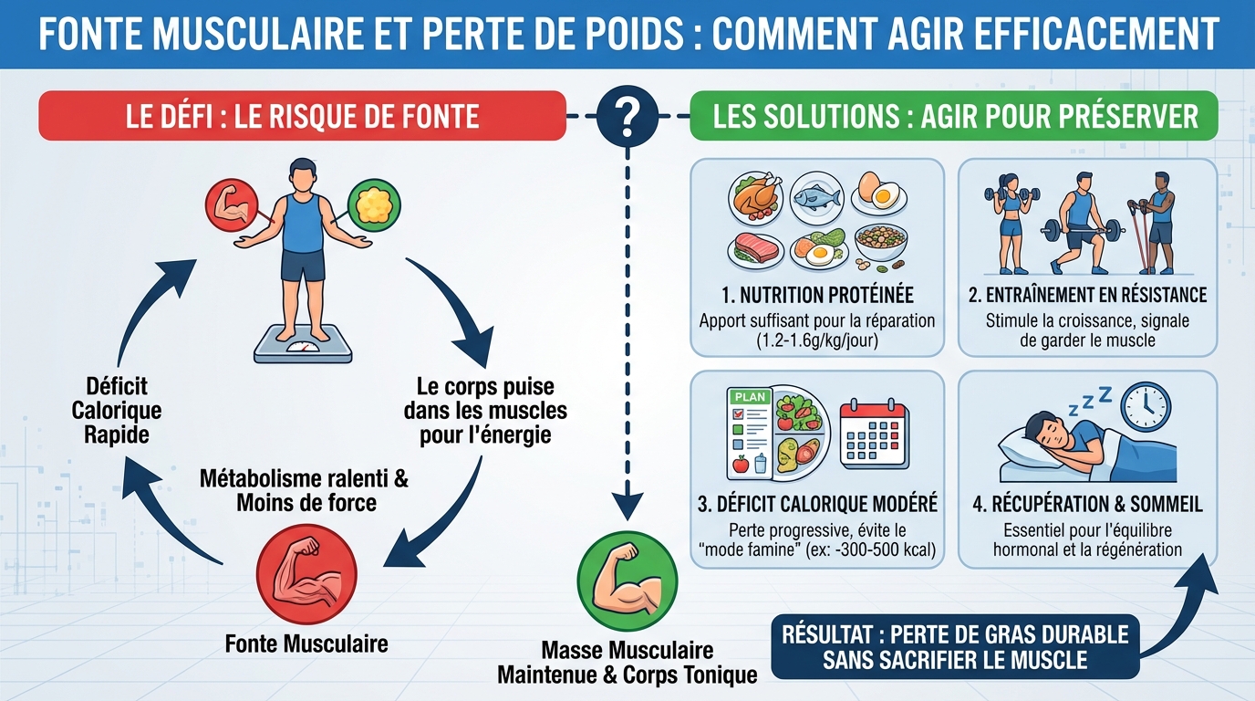 Fonte musculaire et perte de poids : comment agir efficacement 1 Stratégies pour prévenir la fonte musculaire