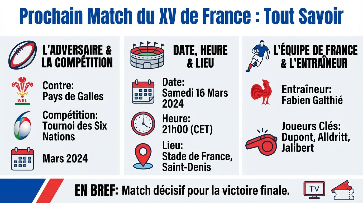 Prochain match de rugby de la france : tout savoir 1 Calendrier des prochains matchs