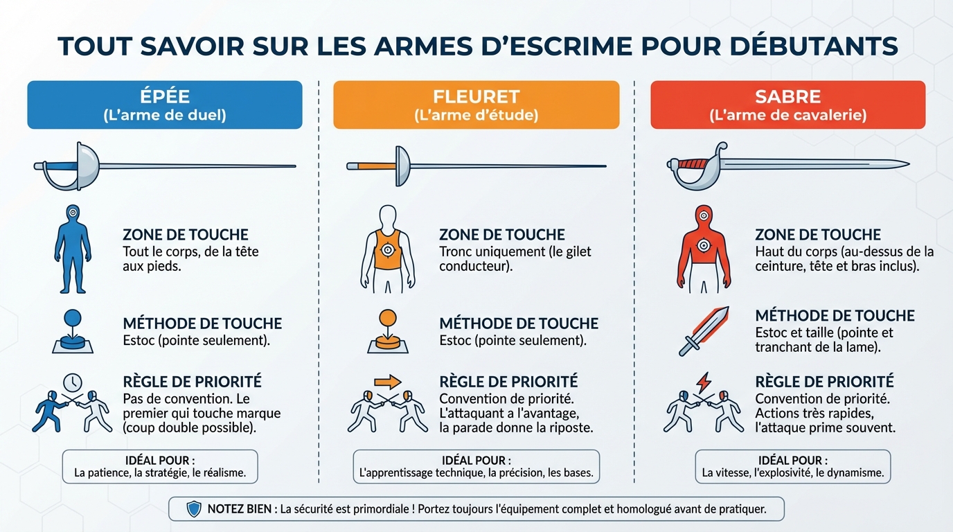 Tout savoir sur les armes d'escrime pour débutants 1 Choisir son arme d'escrime